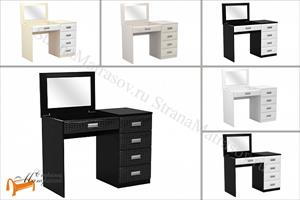 Орматек -  Туалетный стол Como/Veda с зеркалом в столешнице (4 ящика, правый, экокожа и ЛДСП) 